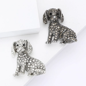 Broche Chiot en Alliage avec Strass pour Hommes Femmes Accessoires de Costume Animal Exquis Cadeau Bijoux de Mode