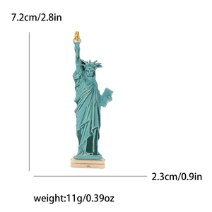 Enamel Statue of Liberty brooch pin in green and gold with size dimensions 7.2x2.3cm