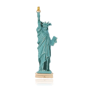 Creative Statue of Liberty brooch pin with teal enamel and gold plating detail