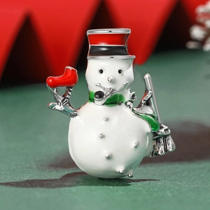 Süßer Weihnachts Schneemann Emaille Brosche Legierung Tropföl Strass Winter Feiertag Schmuck Geschenk Für Damen Kleidung