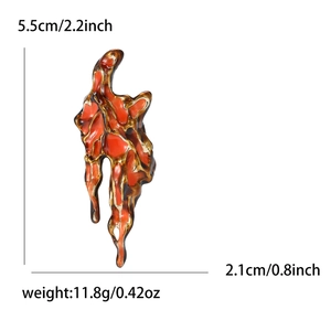 Artistic lava enamel brooch specifications showing dimensions 5.5cm height and 2.1cm width