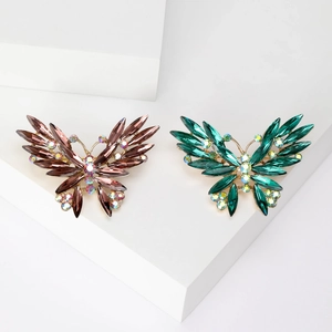 Elegant Alloy Butterfly Brooch For Women With Sparkling Rhinestone Inlaid Fashion Insect Corsage Accessories For Suits Dresses