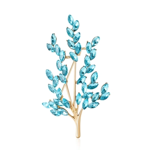Elegant Alloy Rhinestone Branch Brooch For Women Gold Plated Plant Leaf Pin Fashion Jewelry Decorative Accessory Gift For Her