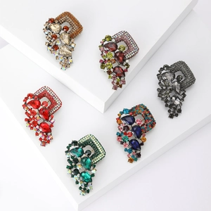 Vintage Alloy Rhinestone Teardrop Crystal Brooch For Women Bohemian Elegant Floral Clothing Accessory Decorative Jewelry Gift