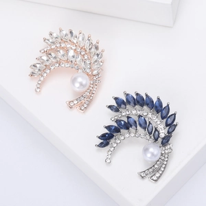 Brosche Legierung Ähre Form Mit Strass Und Imitationsperle Elegant Kristall Corsage Pin Für Damen Hochzeit Party Kleidung Zubehör Modeschmuck