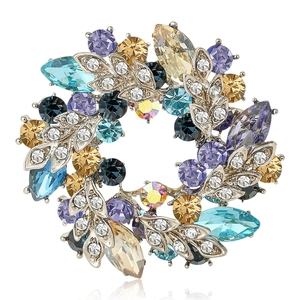 Elegant Bauhinia Flower Brooch For Women Copper Colorful Rhinestone Inlaid Garland Pin For Suit Dress Luxury Fashion Jewelry
