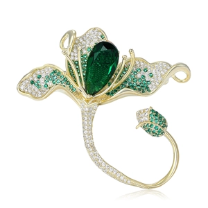 Élégante Broche Fleur de Magnolia en Cuivre Avec Zirconia Micro Incrusté pour Femme Broche de Robe de Banquet Florale Luxueuse Bijoux
