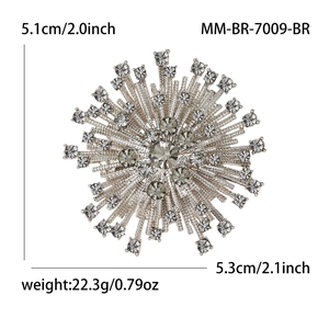 Elegant snowflake brooch with Czech diamonds and silver base for evening gowns
