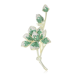 Elegant Korean Style Flower Brooch Copper Micro Inlaid Rhinestone Floral Pin For Wedding Banquet Party Suits Women Fashion Jewelry