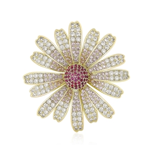 Elegant Daisy Flower Copper Brooch With Rhinestone Micro Inlay For Women Suit Shirt Dress Fashion Jewelry Accessory Gift