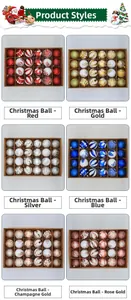 Detailed grid view of 24-piece Christmas ball set in matte, glossy, and glitter finishes