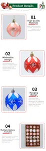 Detail of 24pcs colorful Christmas balls with snowflake and stripe patterns for tree decor