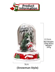 Detailed dimensions of a Christmas snowman glass globe showing 12.3cm height and 9cm width