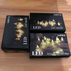 24-piece set of LED electronic tea light candles with transparent vertical stripe design