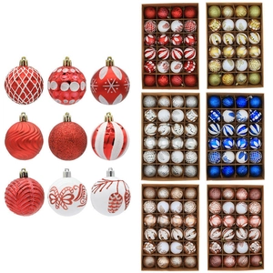 24-piece 6cm assorted Christmas ball ornaments with festive patterns for holiday tree decor
