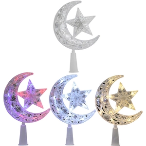 Puntale per albero di Natale LED a stella e luna in vari colori con base a cono