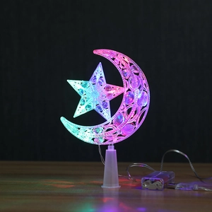 Puntale per albero di Natale LED a stella e luna con luci sfumate multicolore e USB