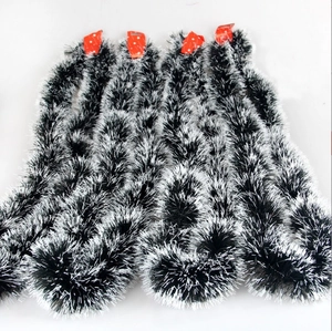 Guirlande de Noël noir et blanc pour décoration de sapin, 8 cm de large et texture moelleuse