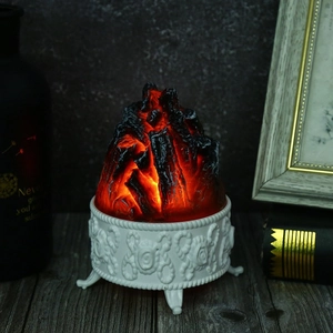 European Retro Simulation Charcoal LED Fireplace Lamp Creative Battery Powered Embossed Rose Base Table Atmosphere Light For Home Hotel Decor