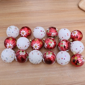 Plastic Christmas Ball Ornaments Set For Christmas Tree Decorations Red White Snowflake Star Patterns Festive Holiday Party Hanging Baubles