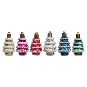 Set de 6 adornos de árbol de Navidad coloridos con textura de nieve brillante y acabado metal