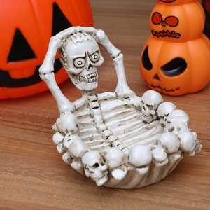 Gothic skull storage bowl resin skeleton tray for Halloween table decor and candy holder