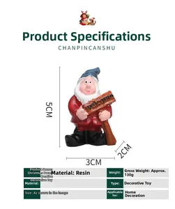 Detailed view of fairy garden gnome figurine with welcome sign and 5x3x2cm dimensions