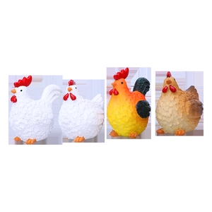 Figurines miniatures de coq et poule de Pâques en résine pour décor de jardin
