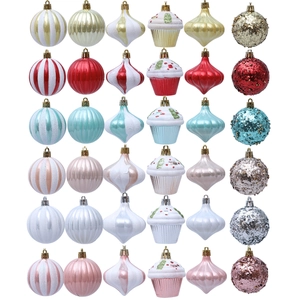 36-piece multicolor Christmas tree ornaments set with varied textures and shapes