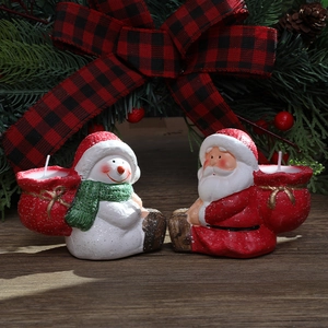 Santa Claus Snowman Christmas Ceramic Candle Holder For Home Restaurant Table Decor Festive Xmas Decoration Gift
