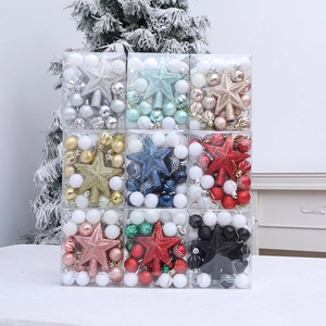 Christmas tree decoration ball set with star topper in nine various color combinations