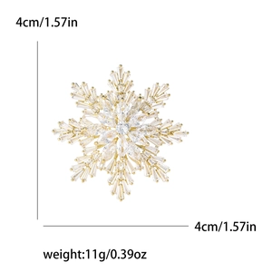 Élégante broche flocon de neige en or avec cristaux de zircone brillants pour femme
