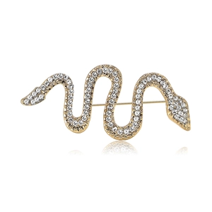Exquisite gold snake brooch with sparkling crystals for elegant suits and coats