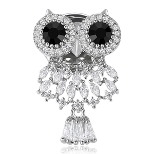 Exquisite Copper Owl Brooch With Micro-Set Zirconia Elegant Animal Lapel Pin For Women Men Fashion Clothes Decoration Jewelry