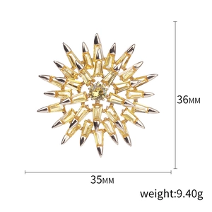 Micro-set zircon snowflake brooch with central yellow stone and 35mm starburst design