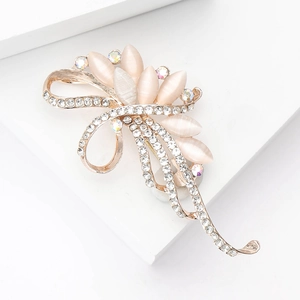 Eleganter roségoldener Legierungsstrauß Brosche mit Katzenaugensteinen und Glitzersteinen