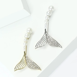 Broche Queue de Sirène en Alliage avec Künstliche Perles d'Imitation Élégantes et Strass Scintillants Accessoire de Mode pour Femme