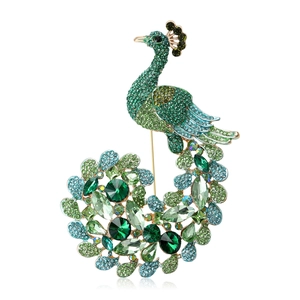 Vintage Alloy Rhinestone Peacock Brooch For Women Luxurious Colorful Crystal Animal Corsage For Wedding Banquet Party Gift