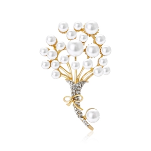 Elegante Spilla a Bouquet di Fiori di Künstliche Perle Con Strass Placcata Oro Argento In Lega Per Donna Matrimonio Banchetto Abito
