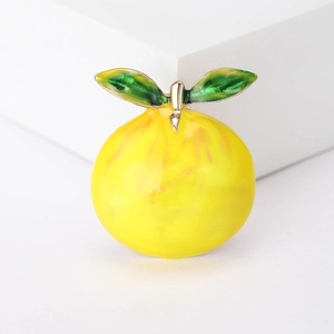 Fashionable Cute Fruit Lemon Brooch For Women Alloy Enamel Yellow Orange Pin For Coat Cardigan Dress Jewelry Accessories