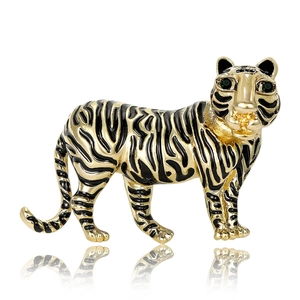 Vintage Alloy Tiger Brooch Pin For Men Women Enamel Animal Badge Suit Shirt Accessories Fashion Jewelry Gift
