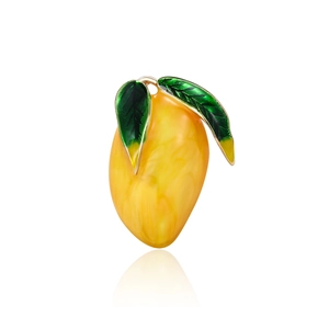 Cute Yellow Mango Fruit Brooch Alloy Drip Oil Enamel Pin For Women Personalized Fruit Pattern Lapel Pin Fashion Jewelry