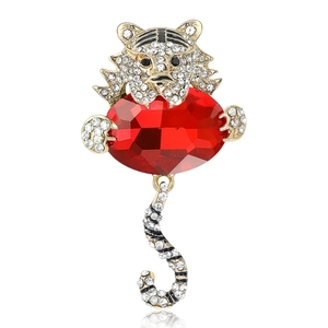 Spilla a Forma di Tigre Vintage per Uomo e Donna Lega Personalizzata con Strass Incastonati Gioielli di Moda Accessorio per Cappotto