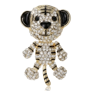 Rhinestone Tiger Brooch Alloy Inlaid Animal Pin For Men Women Individual Sparkling Suit Lapel Badge Fashion Jewelry Gift