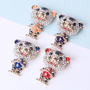 Cute Cartoon Tiger Alloy Rhinestone Brooch Pin Enamel Animal Jewelry For Women Sweaters Scarves Backpack Decoration Accessory Gift