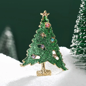 Broche Sapin de Noël à la Mode pour Femmes Alliage Multicolore Strass Émail Épingle de Costume Festive Bijoux de Fête Cadeau