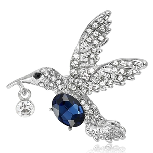 Kreative Legierung Kolibri Brosche Mit Tiefblauem Strass Inlay Glänzende Tier Corsage Pins Mode Schmuck Accessoire Für Unisex