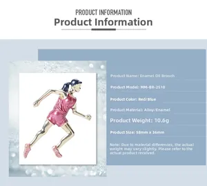 Tableau des tailles détaillé pour broche fille qui court en émail coloré et alliage huile