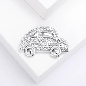 Spilla per auto in argento chic con strass scintillanti per abiti e cappotti