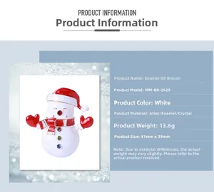 Spécifications de taille et matériau de la broche bonhomme de neige en émail et strass
